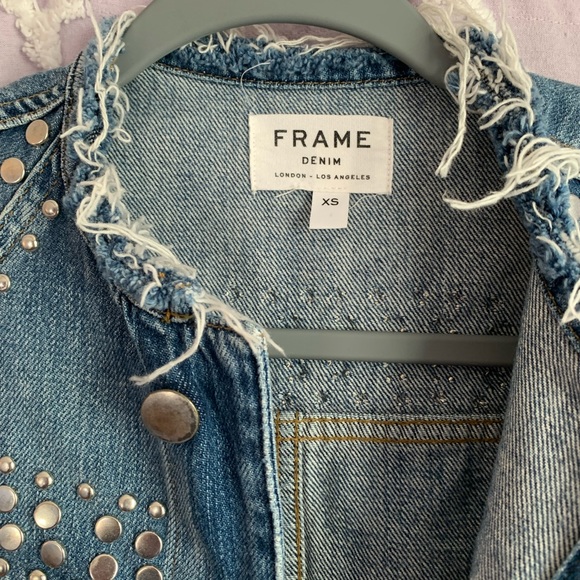 FRAME distressed cropped stud jacket - Picture 3 of 4